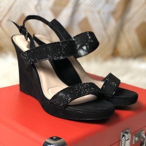 NINA Black Wedge Sandal